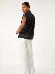 Roman Black Constrast Stitch Shirt - Image 3 of 5