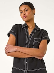Roman Black Constrast Stitch Shirt - Image 4 of 5