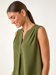 Roman Green V-Neck Front Pleat Vest Top - Image 1 of 5