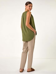 Roman Green V-Neck Front Pleat Vest Top - Image 3 of 5