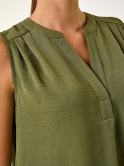 Roman Green V-Neck Front Pleat Vest Top - Image 5 of 5
