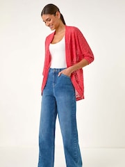 Roman Red Crochet Tunic Cardigan - Image 2 of 5