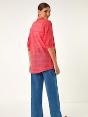 Roman Red Crochet Tunic Cardigan - Image 3 of 5