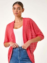 Roman Red Crochet Tunic Cardigan - Image 4 of 5