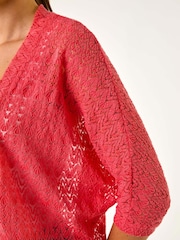 Roman Red Crochet Tunic Cardigan - Image 5 of 5
