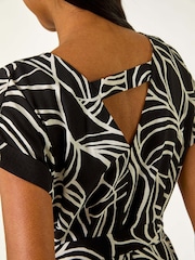 Roman Black Linear Textured Midi Dress - Image 5 of 5