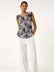 Roman Leaf Print Lace Detail Vest - Bild 4 von 5