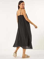 Roman Black Textured Pleat Midi Dress - Image 3 of 5