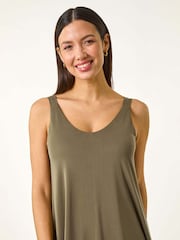 Vestido midi de jérsei com tiras romanas - Imagem 4 de 5