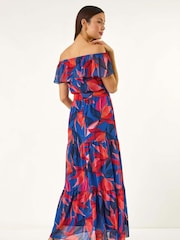 Roman Floral Print Bardot Belted Maxi Dress - Imagen 3 de 5