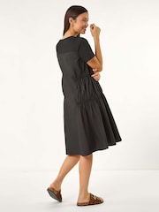 Roman Black Gathered Smock Dress - Image 3 of 5