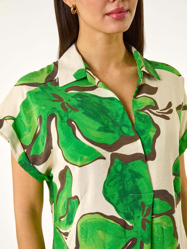 Roman Leaf Print Cocoon Shift Dress - Imagen 5 de 5 Roman Leaf Print Cocoon Shift Dress - Imagen 5 de 5
