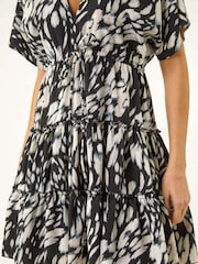 Roman Black Abstract Boho Mini Dress - Image 5 of 5