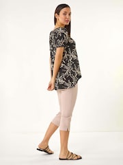 Roman Leaf Print Asymmetric Stretch Tunic Top - Bild 3 von 5