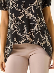 Roman Leaf Print Asymmetric Stretch Tunic Top - Bild 5 von 5