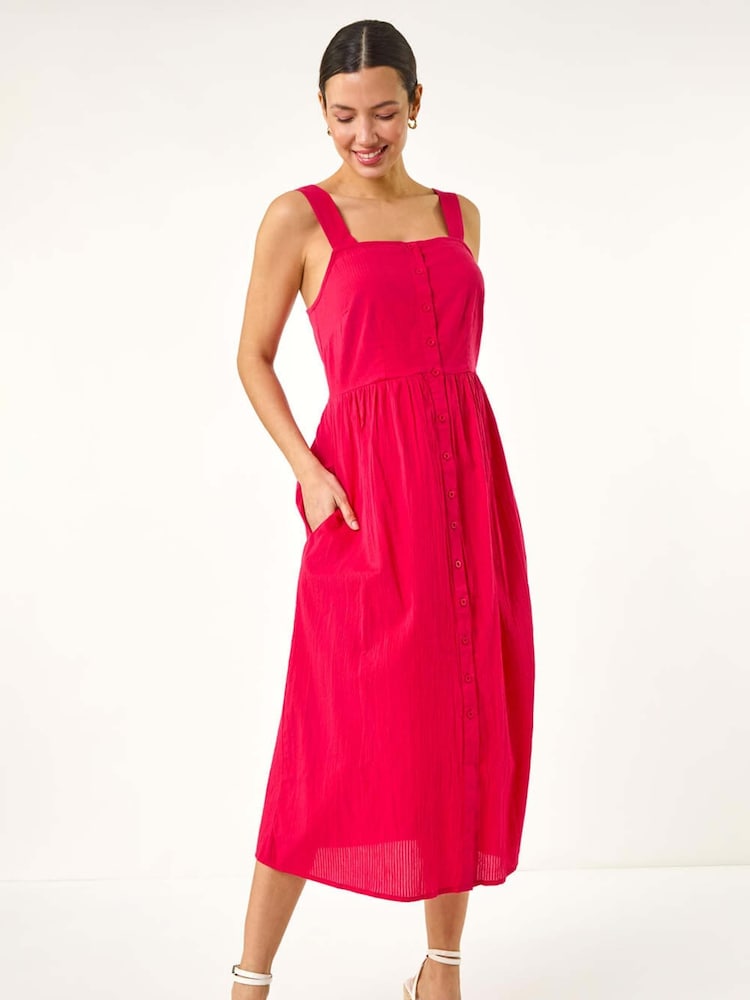 Roman Pink Seer Sucker 100% Cotton Sundress - Image 1 of 5