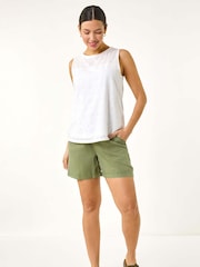 Roman White Broderie 100% Cotton Vest Top - Image 2 of 5