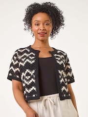 Roman Black Petite Chevron Open cardigan - Image 2 of 5