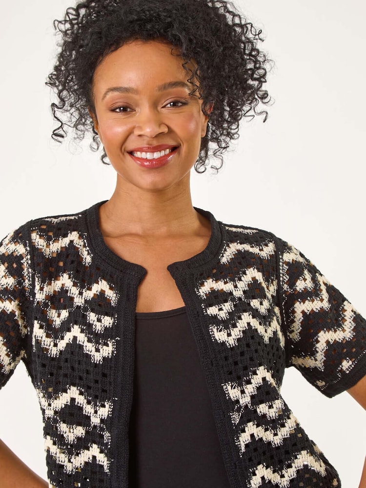 Roman Black Petite Chevron Open cardigan - Image 4 of 5