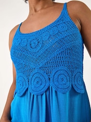 Roman Blue Tall Petite Crochet Contrast Midi Dress - Image 5 of 5