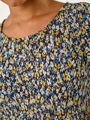 Roman Black Petite Floral Print Crinkle Midi Dress - Image 5 of 5