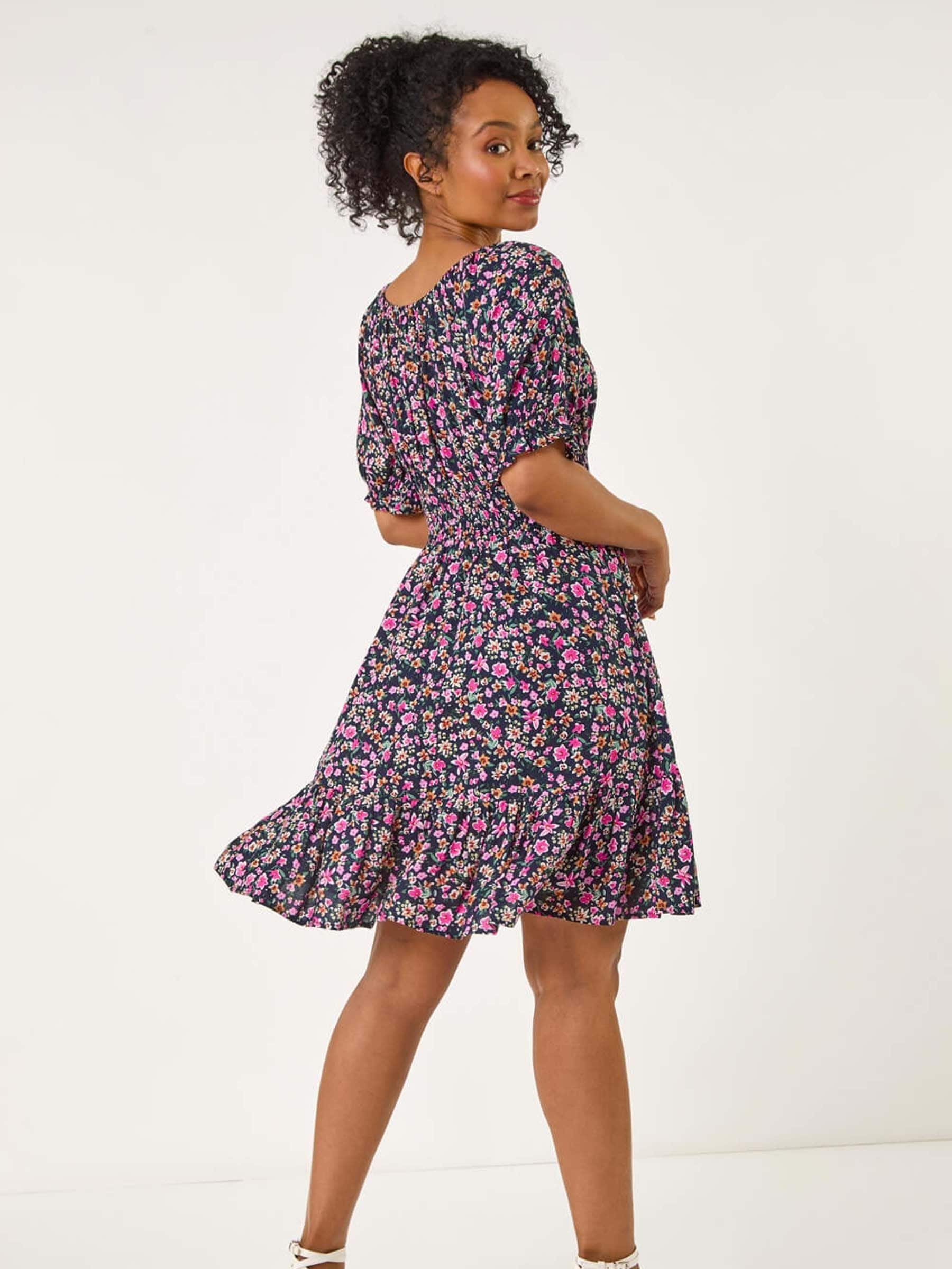 Buy Roman Blue Petite Ditsy Floral Print Frill Dress from Next USA
