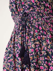 Roman Blue Petite Ditsy Floral Print Frill Dress - Image 5 of 5