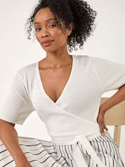 Roman White Petite Petite Wrap Knitted Dress - Image 1 of 5
