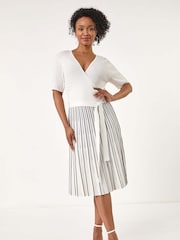 Roman White Petite Petite Wrap Knitted Dress - Image 2 of 5
