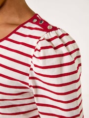 Rojo - Roman Petite 100% Cotton Stripe Ruched Stretch Top - Imagen 5 de 5