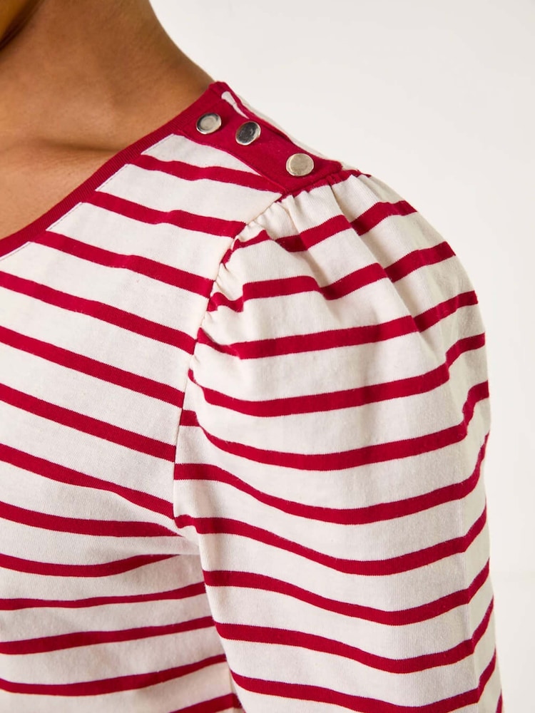 Rojo - Roman Petite 100% Cotton Stripe Ruched Stretch Top - Imagen 5 de 5