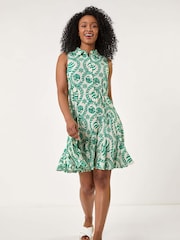 Roman Green Petite Printed Godet Detail Dress - Image 2 of 5