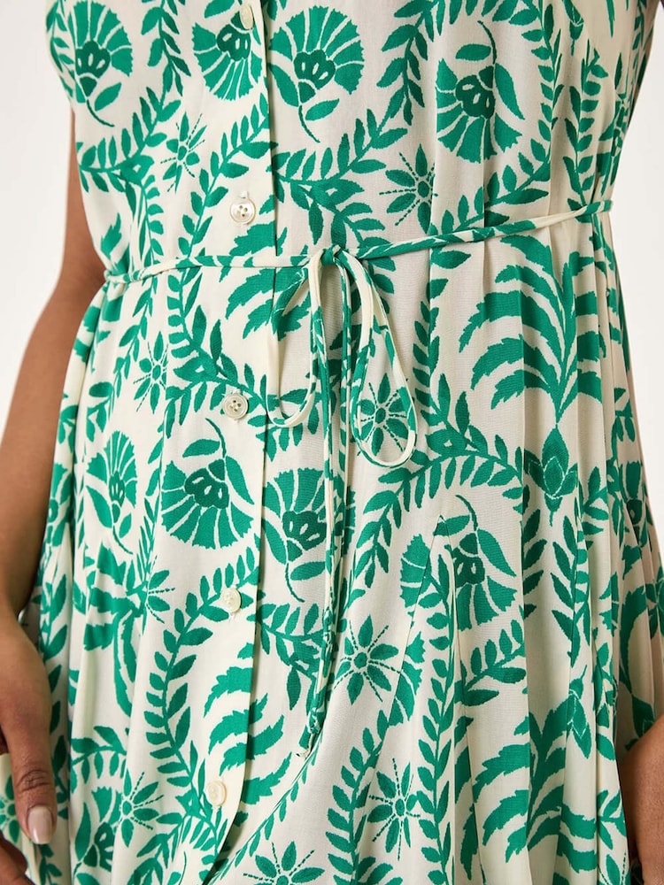 Roman Green Petite Printed Godet Detail Dress - Image 5 of 5