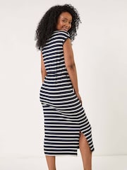 Roman Blue Petite Stripe Stretch Midi Dress - Image 3 of 5