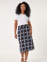 Roman Blue Petite Geometric Midi Skirt - Image 2 of 5