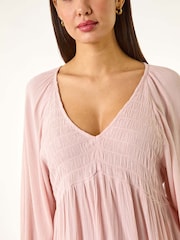 Roman Pink Shirred V-Neck Top - Image 5 of 5