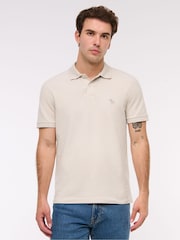 Abercrombie & Fitch Cream Logo Textured Polo Shirt - Image 1 of 7