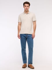 Abercrombie & Fitch Cream Logo Textured Polo Shirt - Image 3 of 7