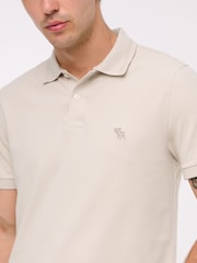 Abercrombie & Fitch Cream Logo Textured Polo Shirt - Image 5 of 7