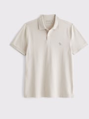 Abercrombie & Fitch Cream Logo Textured Polo Shirt - Image 6 of 7