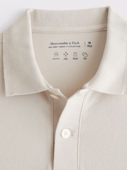 Abercrombie & Fitch Cream Logo Textured Polo Shirt - Image 7 of 7
