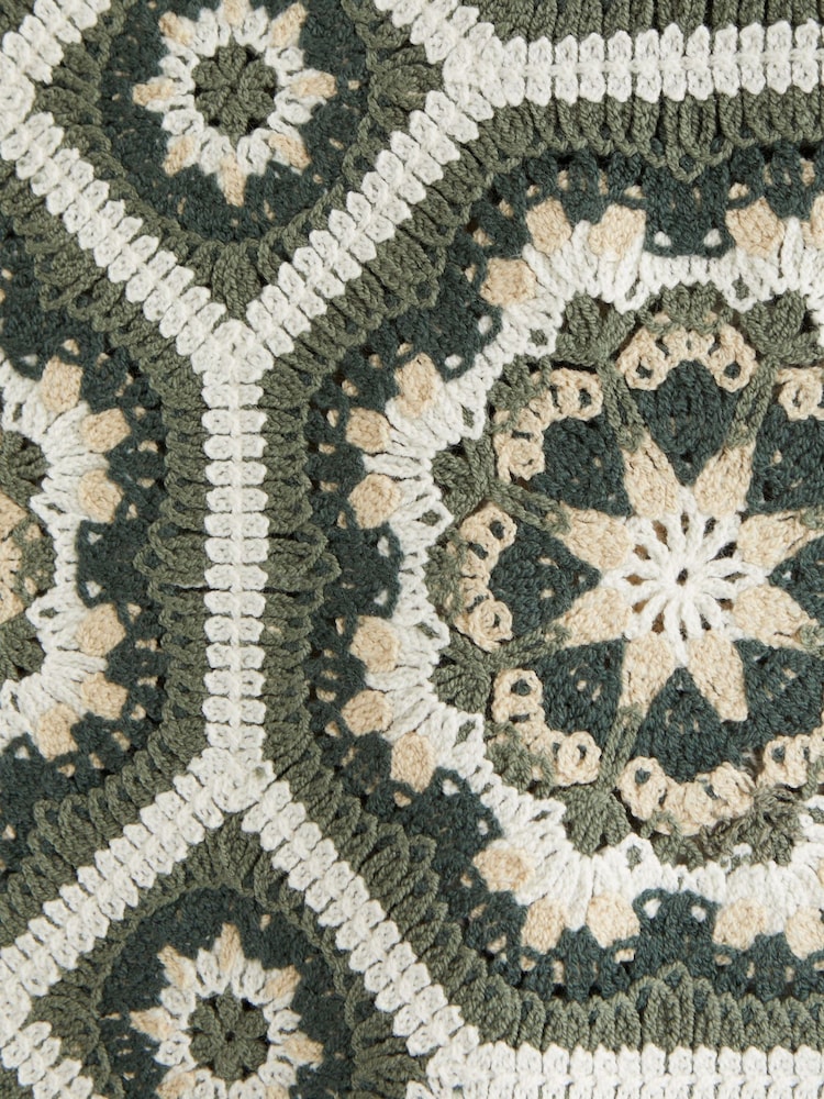 Abercrombie & Fitch Green Knitted Button Through Floral Print Shirt - Image 8 of 8