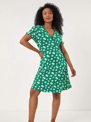 Roman Green Petite Ditsy Floral Wrap Dress - Image 2 of 5