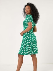 Roman Green Petite Ditsy Floral Wrap Dress - Image 3 of 5