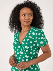 Roman Green Petite Ditsy Floral Wrap Dress - Image 4 of 5