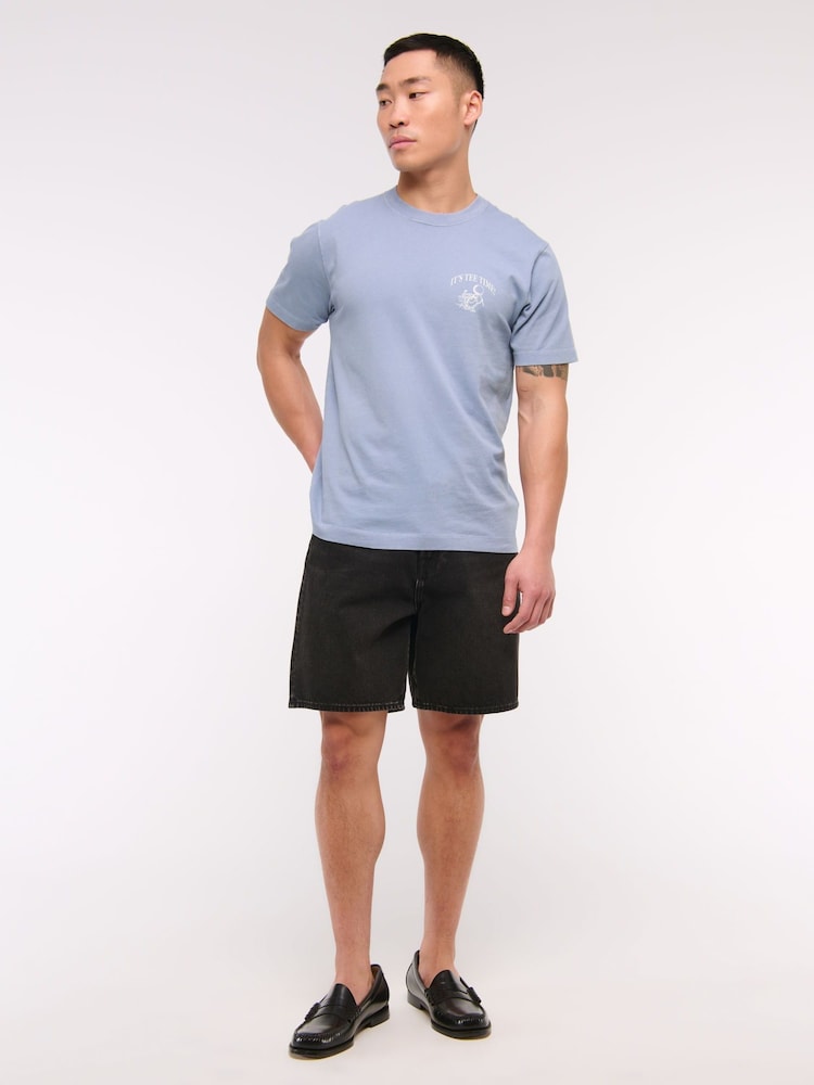 Abercrombie & Fitch Blue Back Print Short Sleeve 100% Cotton T-Shirt - Image 1 of 7