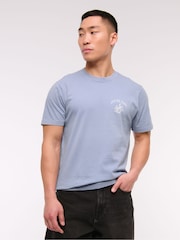 Abercrombie & Fitch Blue Back Print Short Sleeve 100% Cotton T-Shirt - Image 2 of 7