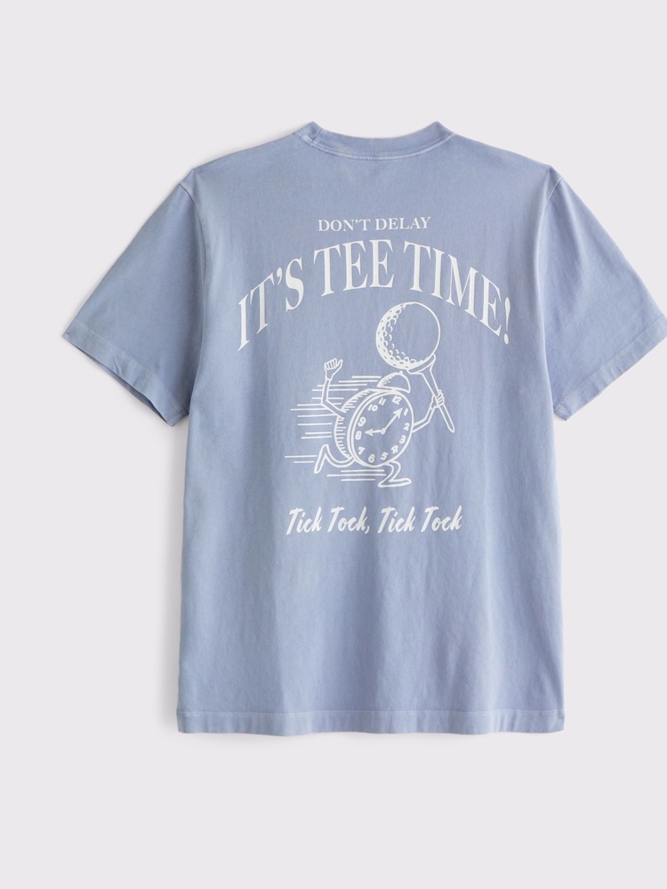 Abercrombie & Fitch Blue Back Print Short Sleeve 100% Cotton T-Shirt - Image 7 of 7