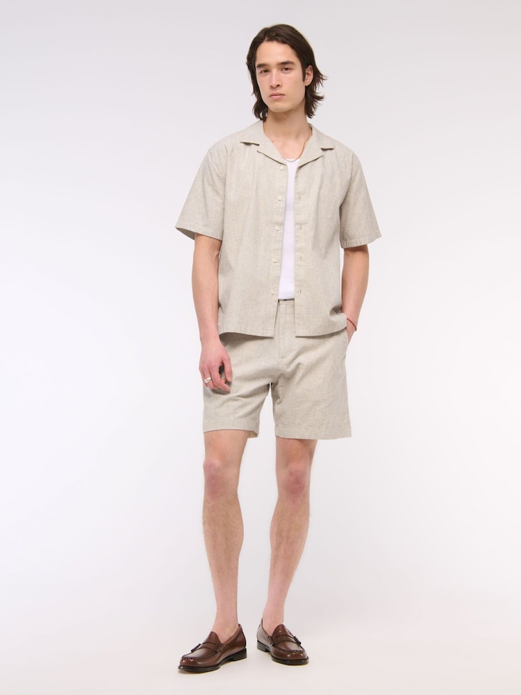 Abercrombie & Fitch Cream Linen Shorts - Image 1 of 7