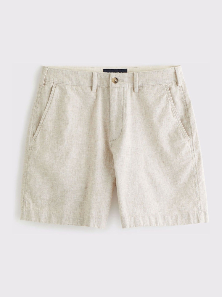 Abercrombie & Fitch Cream Linen Shorts - Image 6 of 7